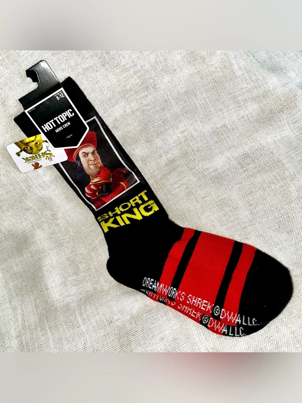 NWT Shrek Lord Farquaad Short King Mens Crew Socks Hot Topic Meme